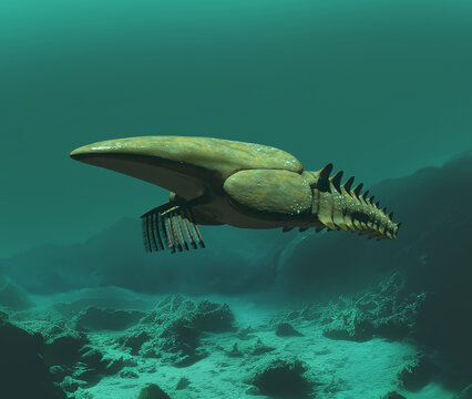 3d illustration of an aegirocassis (early Ordovician)