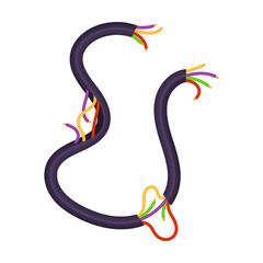 torn Damaged electrical wire of broken circuit cable cord. Vector illustration . Cartoon short pieces of torn copper power wires