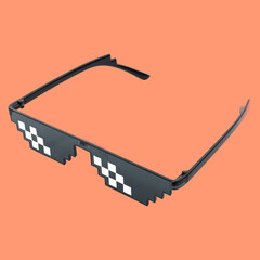thug life sunglasses isolated on a peach background