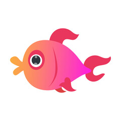 Bright tropic fish, ocean or sea creature character vector illustration. Cute funny underwater animal for kids isolated on white background