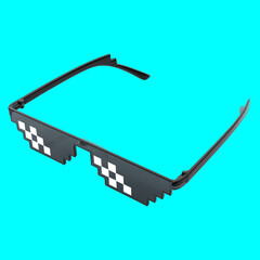 thug life sunglasses isolated on a cyan background