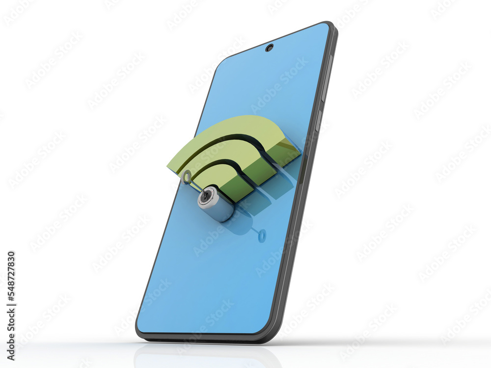 Poster 3d rendering transmitter mobile wifi