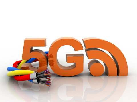 3d rendering Fiber optical cable detail with 5G wifi