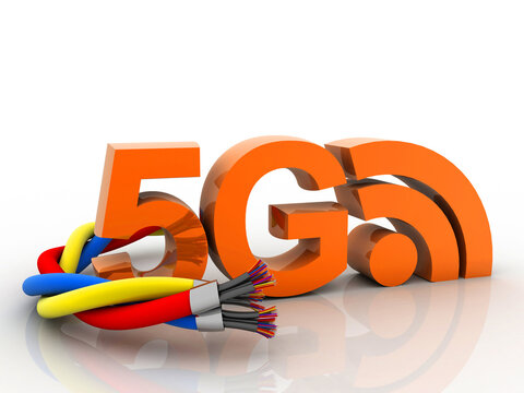 3d rendering Fiber optical cable detail with 5G wifi