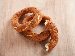 Simit, traditional Turkish bagel with sesame seed