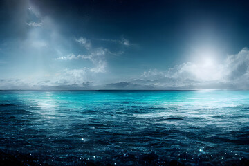 Sparkling ocean waves. Sunlight. Peaceful, beautiful view.