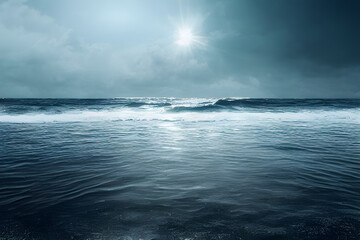 Fototapeta premium Sparkling ocean waves. Sunlight. Peaceful, beautiful view. 