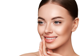 Portrait beautiful young woman with clean fresh skin. Model with healthy skin, close up portrait. Cosmetology, beauty and spa