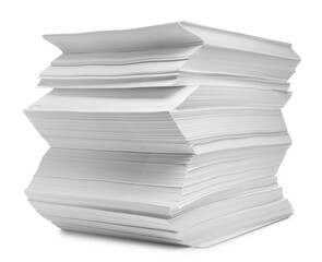 Stack of paper sheets isolated on white