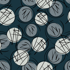 Trendy seamless abstract background with circles and squares.