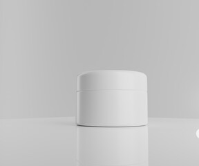 3d render white jar for cosmetics on an isolated white background. 3d jar for beauty cream