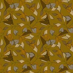 Seamless pattern with flowers. Graphic arts. Sketch. Stylized as watercolor and ink.