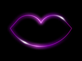 Geometric mouth shape neon luxury line vector illustration