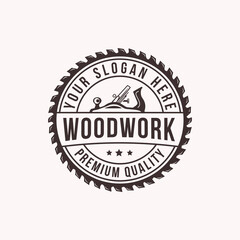 Set of vintage carpentry and hammer mechanic labels, emblems, and logo