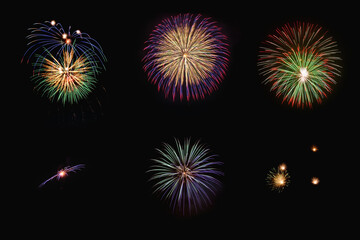 colorful fireworks display on black background