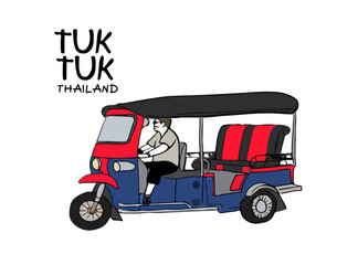 Thai traditional Tuk Tuk in Bangkok of Thailand, Vector
