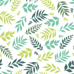 Naklejka na ściany i meble Green leaves seamless pattern. Print for fabrics, clothes, goods, websites