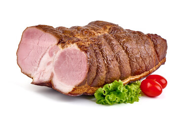 Smoked pork ham, isolated on white background