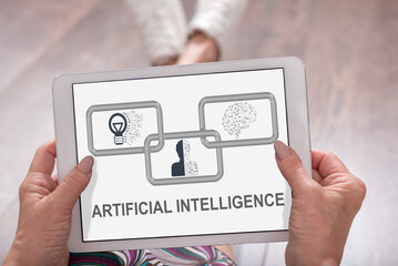 Artificial intelligence concept on a tablet