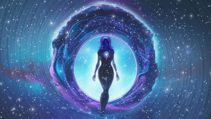 Goddess Cosmic Portal Digital Painting, Illustration, Cover Image, Thumbnail