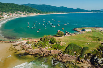 Aerial view of Matadeiro coastline and Ponta das Campanhas in Brazil