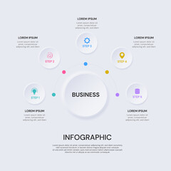 Fototapeta premium Vector infographic label design with icons. Business concept flowchart, diagram