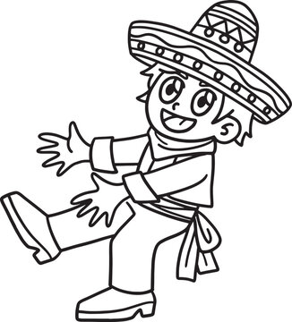 Cinco de Mayo Mexican Boy Dancing Isolated 