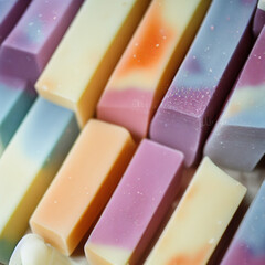 Colorful soap bars, handmade natural zero waste soap, spa and skincare small business idea, solid soap

