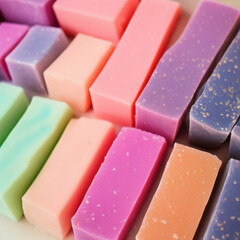 Colorful soap bars, handmade natural zero waste soap, spa and skincare small business idea, solid soap
