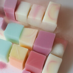 Colorful soap bars, handmade natural zero waste soap, spa and skincare small business idea, solid soap
