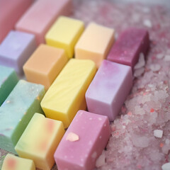 Colorful soap bars, handmade natural zero waste soap, spa and skincare small business idea, solid soap
