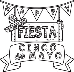 Cinco de Mayo Fiesta Isolated Coloring Page 