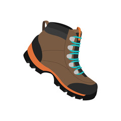 Hiking Boot trekking shoe emoji vector drawing bronw - obrazy, fototapety, plakaty