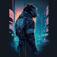 tiger illustration with cyberpunk style for game, website, ui, app, tshirt design and esport content.