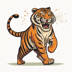 flat illustration tiger drawing. cute and adorable. can be used for children's content, drawing books, comics and social media promotions.