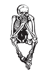 Fototapeta na wymiar Graphical skeleton sitting isolated on white background,vector element of spooky design