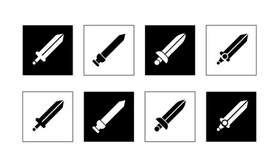 sword icon. ninja, samurai, saber or blade in silhouette style - stock vector.