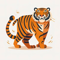Fototapeta na wymiar flat illustration tiger drawing. cute and adorable. can be used for children's content, drawing books, comics and social media promotions.