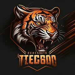 tiger head for esport logo isolated on black background. used for game companies, social media, websites and promotional purposes.