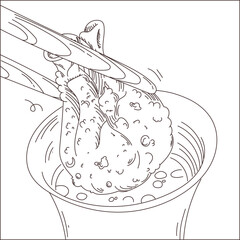 Japanese gyoza dumplings potstickers recipe and chopsticks holding gyoza illustration vector. Wontons, Baozi, Jiaozi, Dimsams