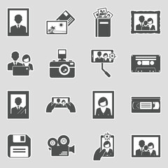 Memories Icons. Sticker Design. Vector Illustration.