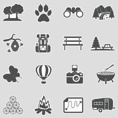 Nature Park Icons. Sticker Design. Vector Illustration.