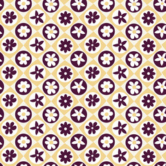 Abstract Retro Florals Geometric Diamond Squares Background Hand Drawn Trendy Minimalist Seamless Vector Pattern Stylish Compatible Colors Perfect for Allover Fabric Print or Wrapping Paper