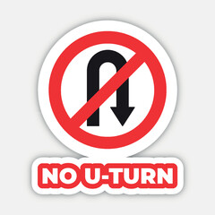 no u turn traffic sign editable modern vector icon and text effect design