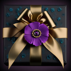 Giftbox, christmas decorations, perfect present wrapped in paper and ribbon with a bit of magic touch