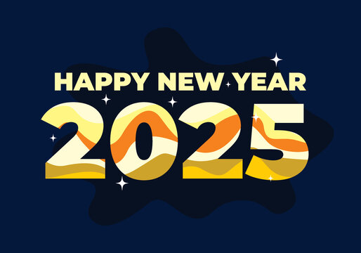 Yellow color style of happy new year 2025