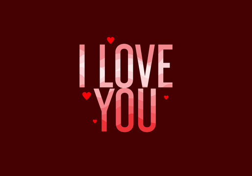 Modern red color of I Love You text sign