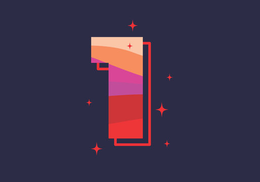 Number 1 bold with a modern and festive style