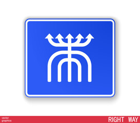 Comic road sign with an arrow. Unreal absurd direction. Cheerful motivational sign design. Vector template