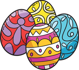 Four Easter Eggs Cartoon Colored Clipart 